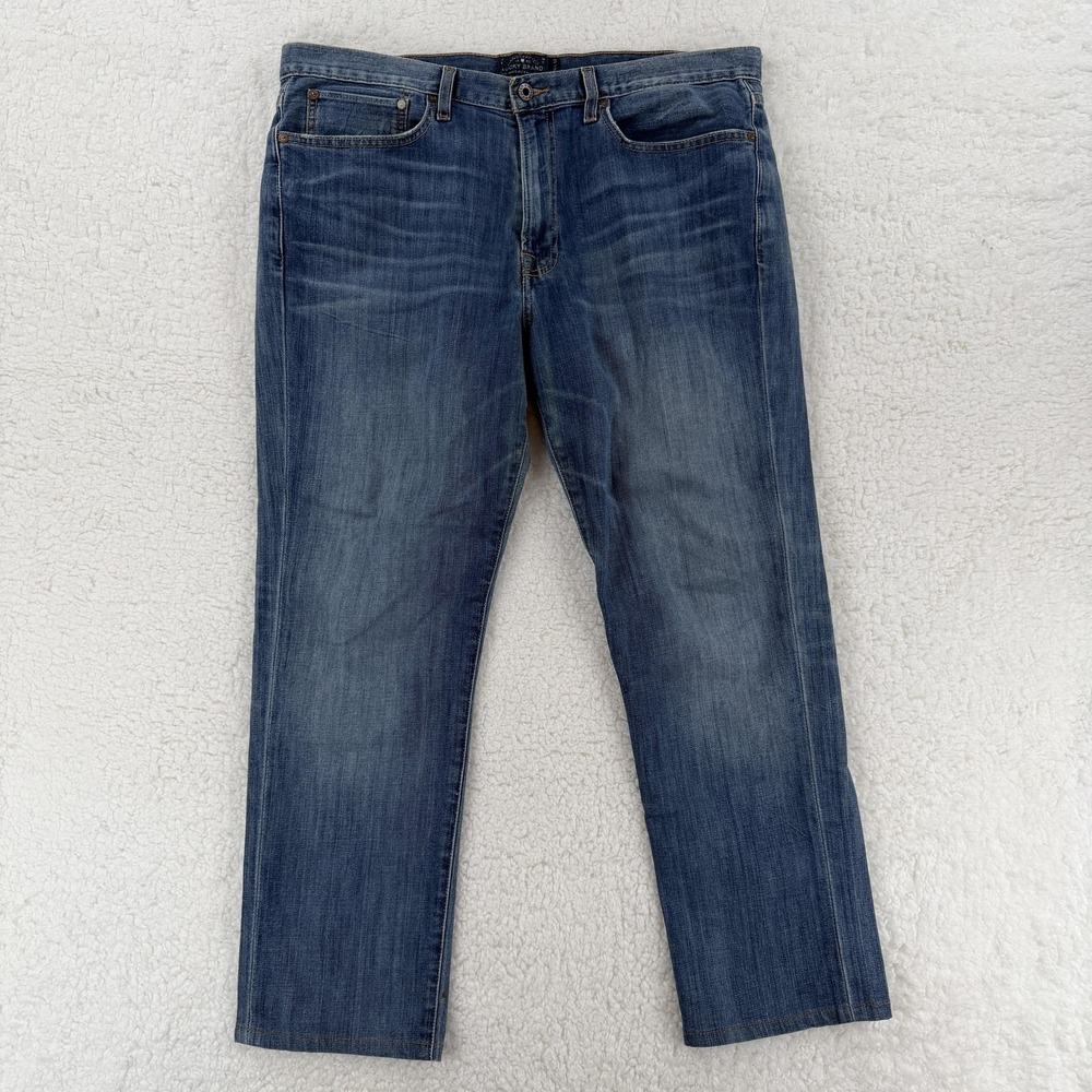 Lucky Brand 121 Heritage Slim Jeans Mens 36x28 Blue Premium Italian Denim Hemmed